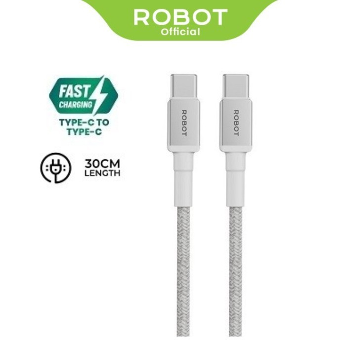 ROBOT RSCC30 USB-C to USB-C 30cm สายเคเบิลข้อมูลสั้น