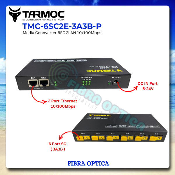 Media Converter 6 Sc 2 Lan Ethernet Fiber Switch 6 Fo 2 Lan 10/100