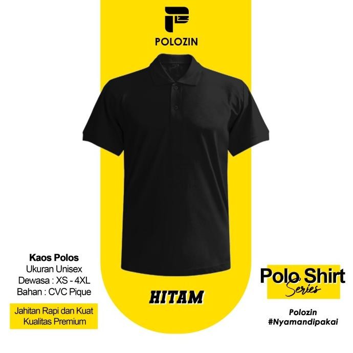 สินค้าใหม่!! โปโลซิน | เสื้อโปโล CVC Pique คอปกธรรมดาสําหรับผู้ชายและผู้หญิง - สีดํา