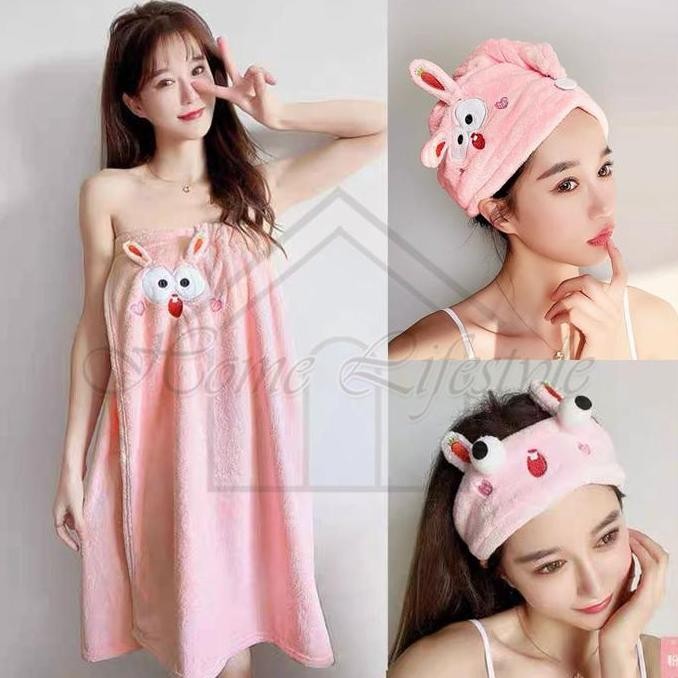 ใหม่ KIMONO TOWEL BANDANA AND SHAMPOO TOWEL SET 3 IN 1 / ชุดผ้าเช็ดตัว MICROFIBER JRW0167