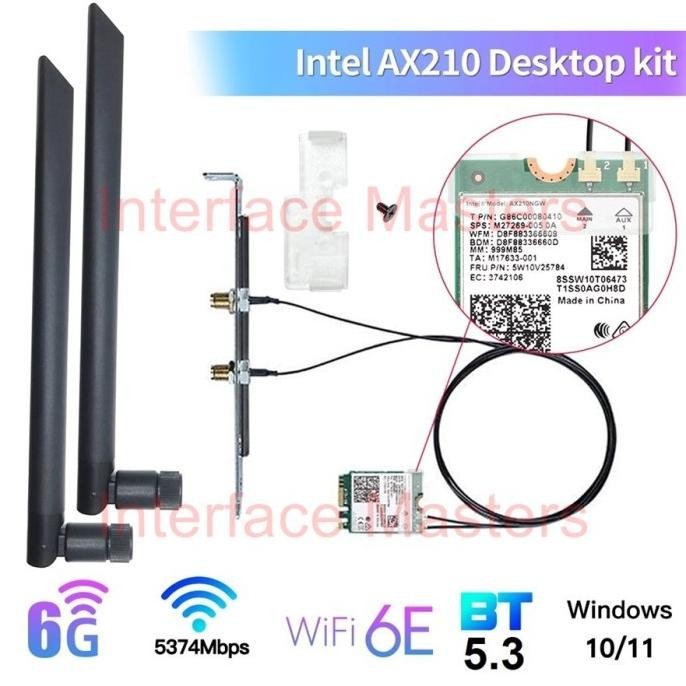 Wifi 6 6E การ์ดไร้สาย Intel AX210 บลูทูธ 5.2 AX M.2 AX200 M2 NGFF