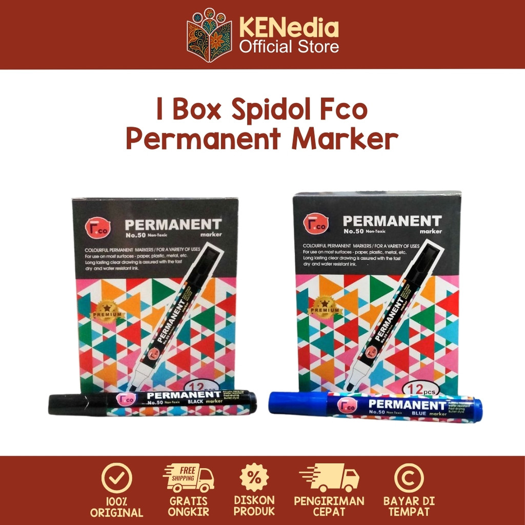 (1 กล่อง / 12 ชิ้น) Fco ปากกามาร์กเกอร์ถาวร