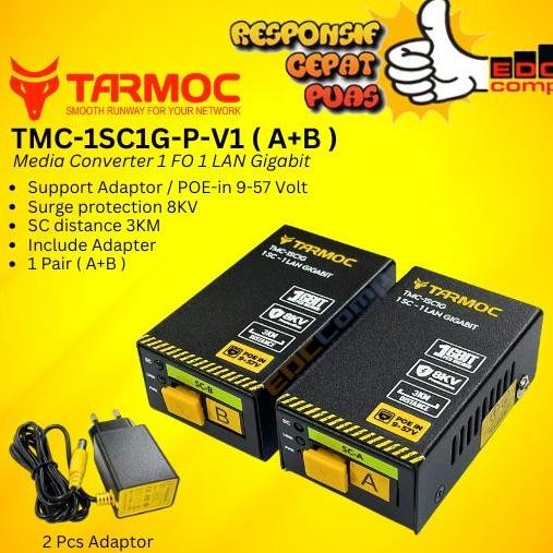 ใหม่ Tarmoc TMC-1SC1G-P | 1 FO 1 LAN Gigabit POE IN 5-24V HTB GS-03 A+B