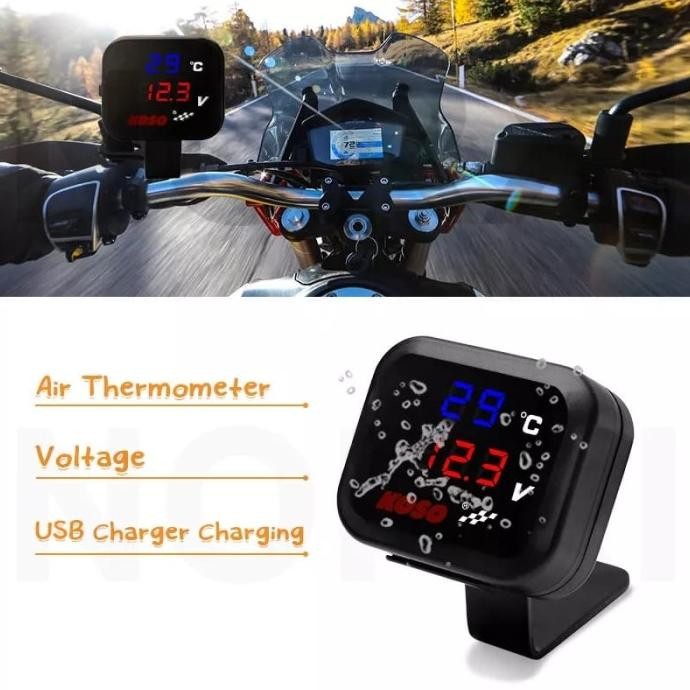 Koso Voltmeter 3 In 1 USB Charger Universal ALL MOTORCYCLES Vario Pcx