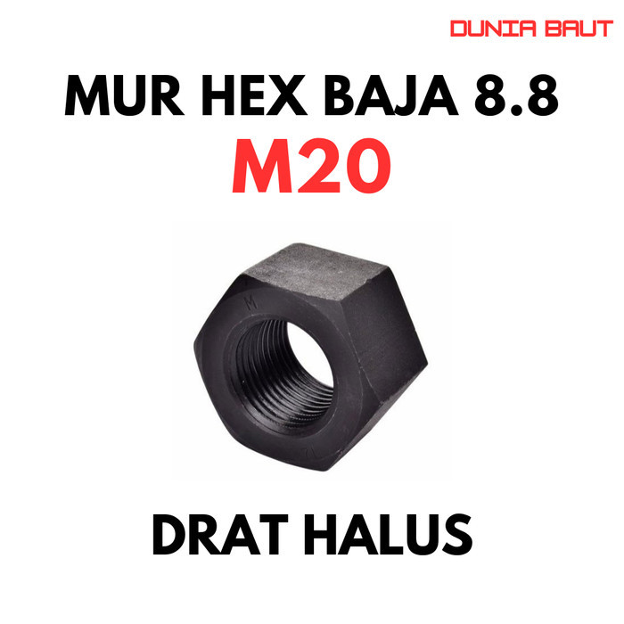 น็อตเหล็กละเอียด M20 เกลียว 1.5 / น็อตหกเหลี่ยม M20 / น็อตหกเหลี่ยม M20 / M20 Nut / Hex Nut M20 เกรด