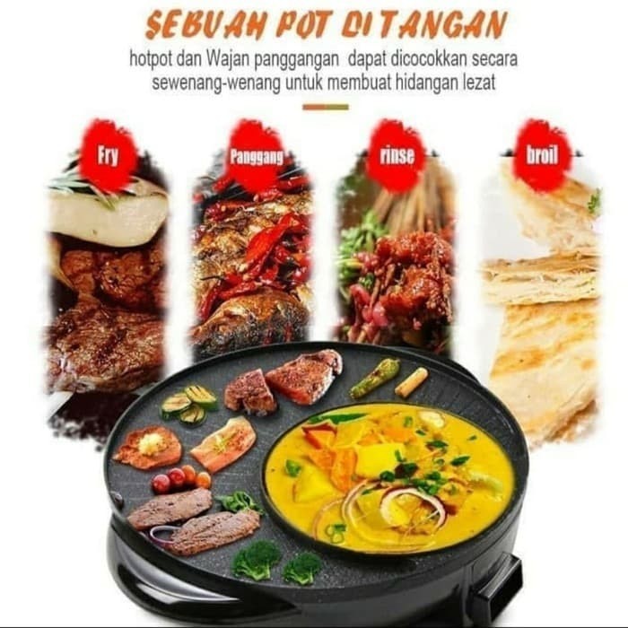 Bbq Grill 2In1 Electric Hotpot Grill ชาบู Steambot Suki Electric ส่วนลดจัดส่งฟรี