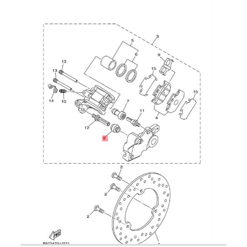 ยางบูตคาลิปเปอร์ด้านหลัง R15 V3 V4 Mt15 Xsr Vixion R Wr 155 Original Ygp 5Hh-F5917-00 หายาก
