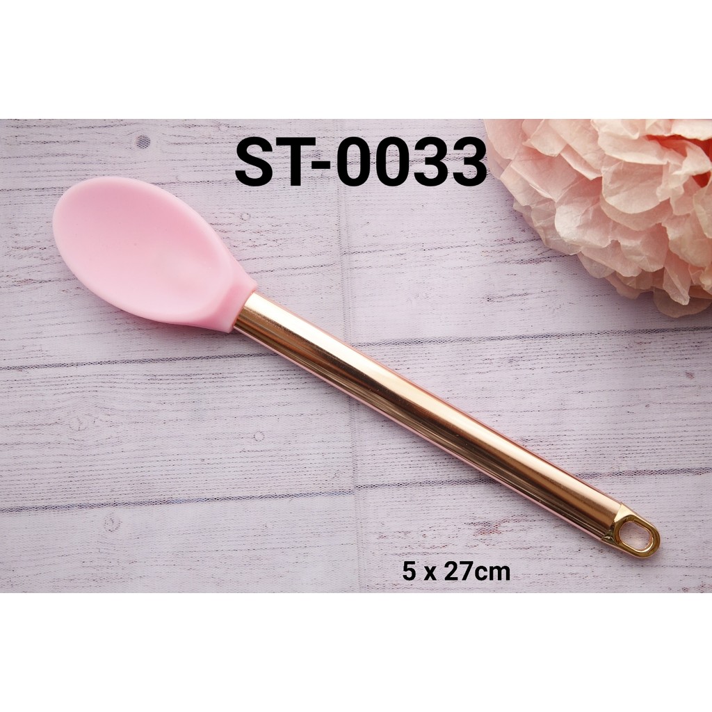 ST-0033 ช้อนกวนซิลิโคนอื่นๆด้ามทอง (OTHER - OTHER)