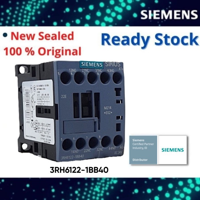 Siemens 3Rh6122-1Bb40 รีเลย์คอนแทค, 2 No + 2 Nc, Dc 24V, Size S00