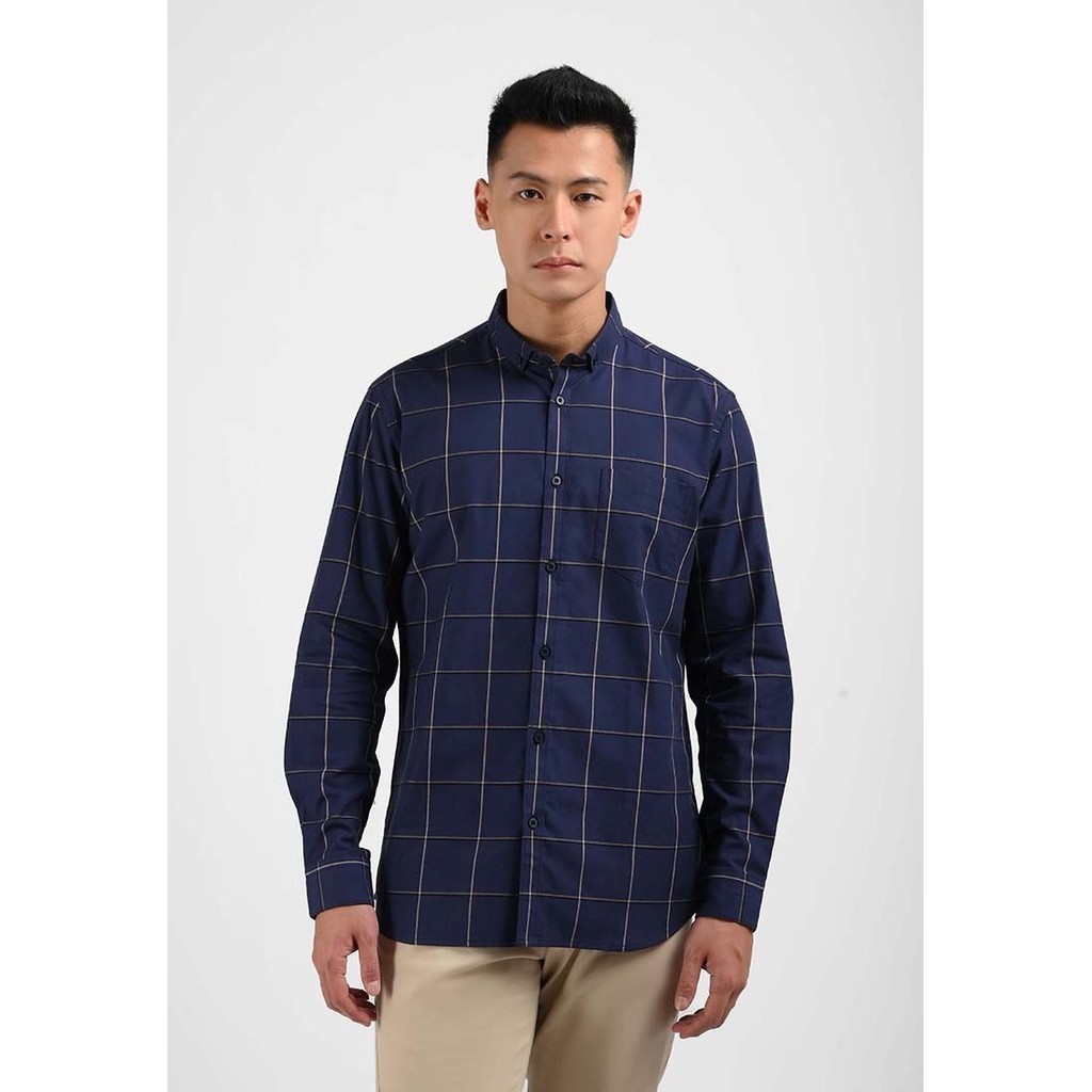 KEMEJA Manzone Gunnar เสื้อเชิ้ตแขนยาวผู้ชาย - สีกรมท่า