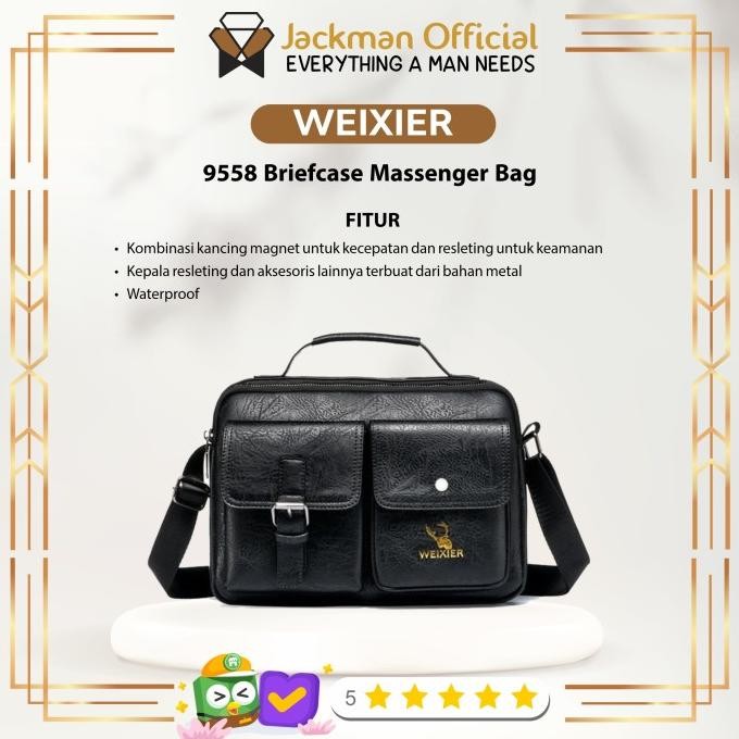 WEIXIER 9558 BRIEFCASE MASSENGER BAG - กระเป๋าสะพายหนังผู้ชาย
