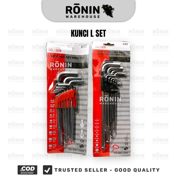 SOLIGEN L ชุดกุญแจ Star B02 / Ball Point C03 Hex Key 1.5-10 มม. 9 ชิ้น rj