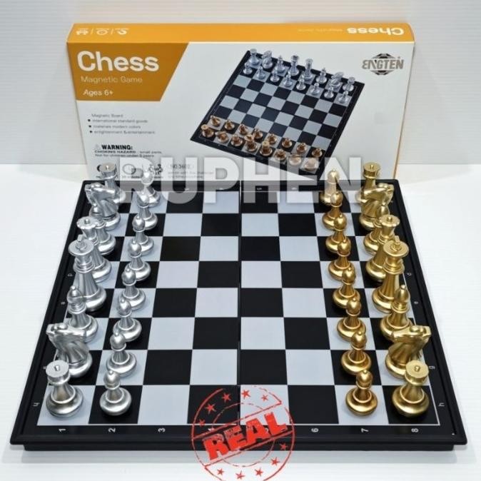 ENGTEN CHESS MAGNET GOLD SILVER XL CHESS JUMBO GOLD SILVER 35.5 X 36 CM