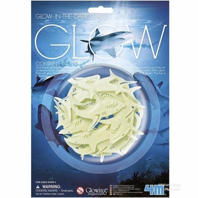 ใหม่ 4M สติกเกอร์เรืองแสงใน Dark Sharks สติกเกอร์ Shark Wall ตกแต่ง Sky