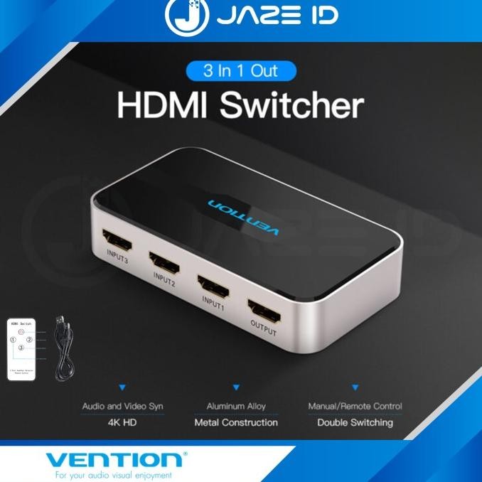 Vention HDMI Switcher 3 in 1 out HDMI Switch Selector 3 พอร์ต 4K 2.0