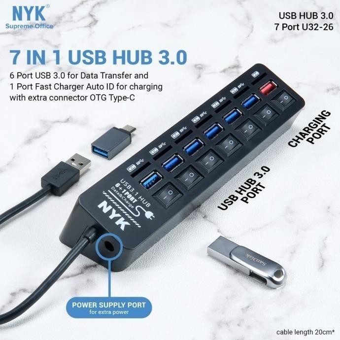 NYK Usb Hub 3.0 7 พอร์ต U32-26