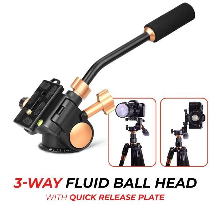 จัดส่งฟรี - QZSD ขาตั้งกล้อง 3-Way Fluid Head Pro Video Panning Head - Q08S