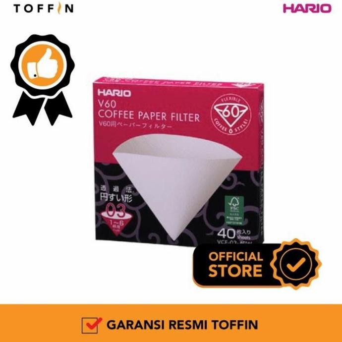 - HARIO V60 PAPER FILTER FOR 03 DRIPPER 40 SHEET สีขาว (VCF-03-40W)