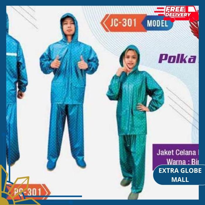 SPARTAN HUGO JC-301 POLKA Dot RAINCOAT แจ็คเก็ตชุด 0.18 มม.หนา PVC ยืดหยุ่นกันน้ําทุกขนาดผู้ใหญ่ผู้ช