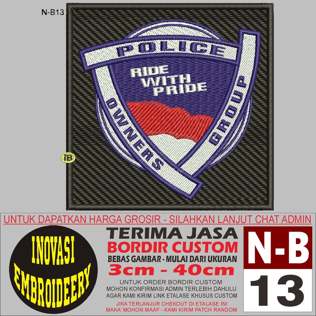 NB 13 POLICE LOGO EMBROIDERY PATCH - INNOVATION EMBROIDERY TESTIMONI