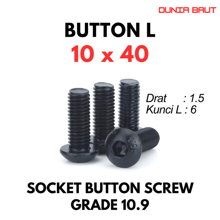 เหล็ก 10.9 ปุ่ม L M10X40 / ปุ่ม Bolt L 10X40 / ปุ่ม L เหล็ก M10 X 40 / 10 X 40 - สกรูซ็อกเก็ต 10.9 /