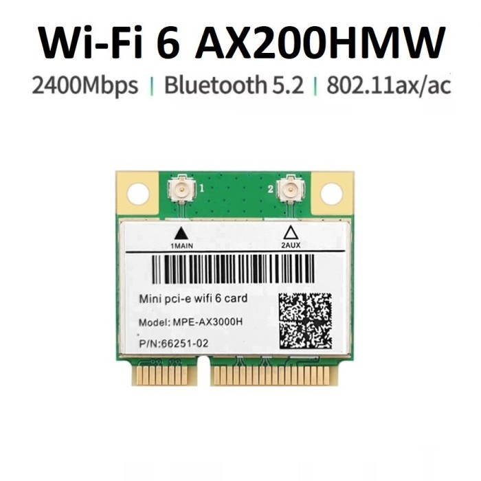 WiFi 6 AX200HMW การ์ดไร้สายบลูทูธ 5 AX Half Mini PCIe AX200 HMW