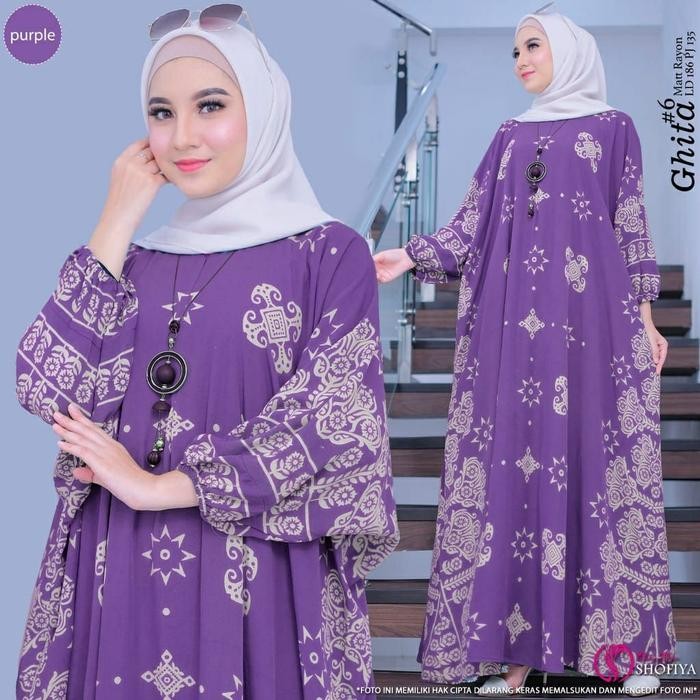 Bilion Kaftan Ghita Dress Super Jumbo Ld 150 Daster Batik Busui ซิปด้านหน้า Gamis เรยอนบาติก