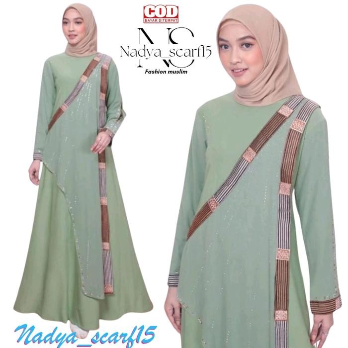 Gamis Abaya อาหรับ Sari Kajol Jersey Super Mix Ceruty เย็บปักถักร้อย Mote Swarosky ล่าสุดมุสลิมรุ่น