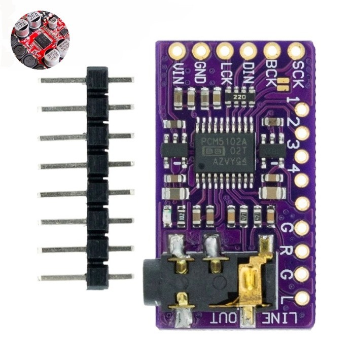 บอร์ดถอดรหัส Dac Pcm5102A อินเทอร์เฟซ I2S