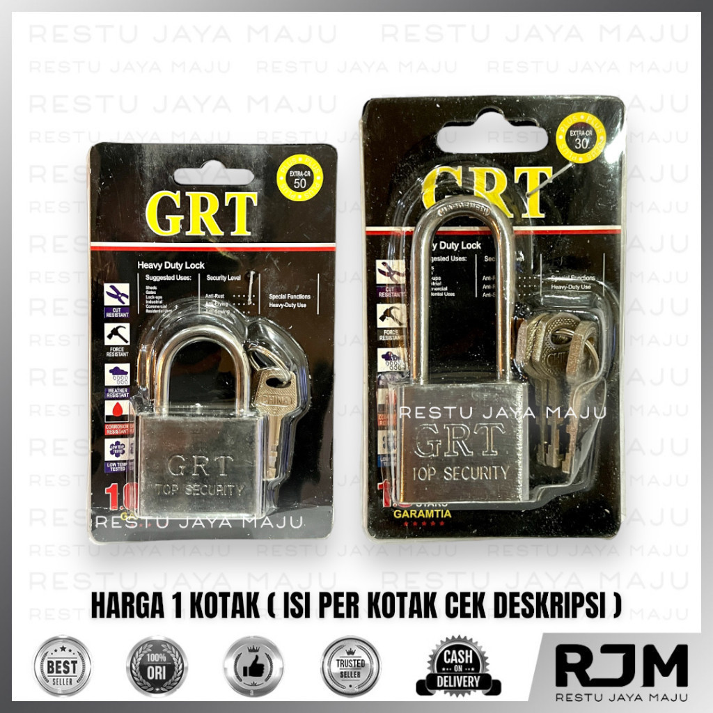 [6/12 ชิ้น] GRT Chrome Padlock ยาวคอสั้น 30 40 50 60 มม.บ้านรั้วประตูล็อคกระเป๋าเดินทาง rj
