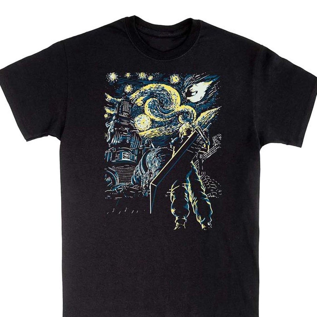เสื้อยืด Starry Night FF7, Cloud Strife FF7 Remake, เสื้อยืด Unisex