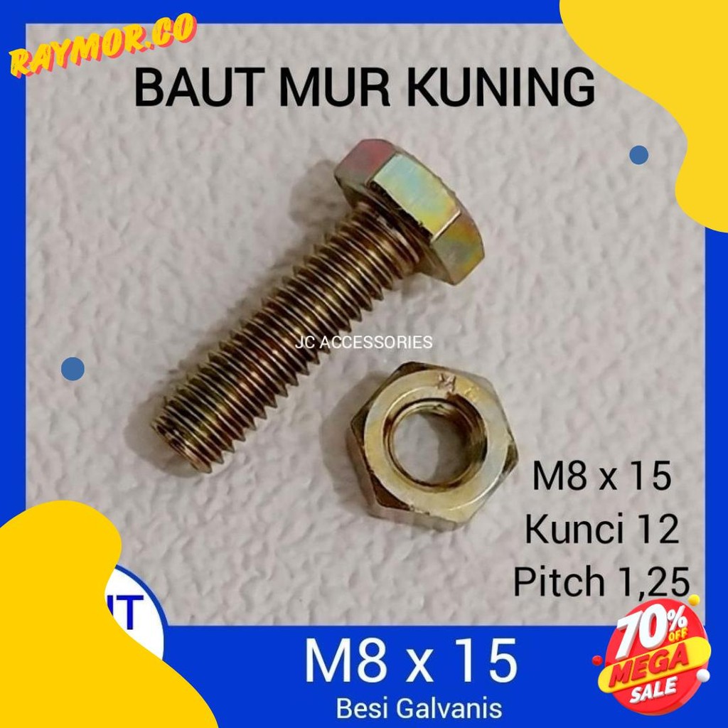 สีเหลือง Bolt Nut M8 Key 12 M8X15 M8X20 M8X25 M8X30 M8X35 M8X40 M8X45 M8X50X50 M5X8X5X8X5 8M50 M50X8