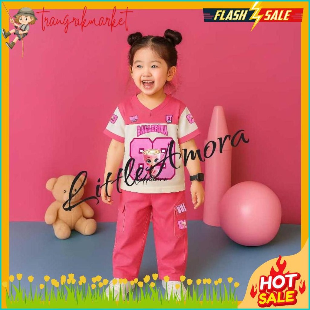 Must มี! เด็กผู้หญิง Ballerina เสื้อผ้าเด็ก Terry Cargo กางเกง Bd