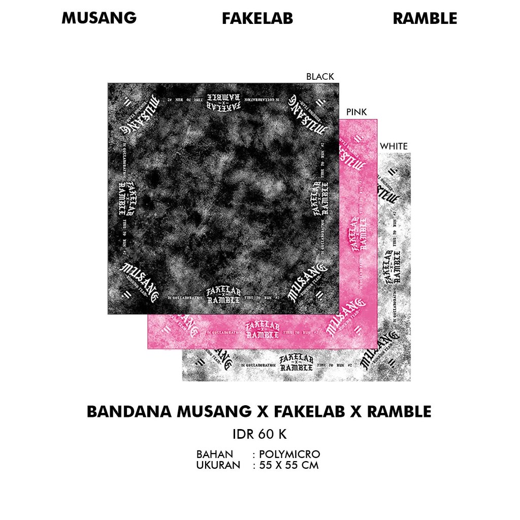 Fakelab X Fox Running Team X Ramble Coffee Bandana Tie Dye Printing / Lenso / Slayer Abstract / Paisley Aabstract / ผ้าพันคอ