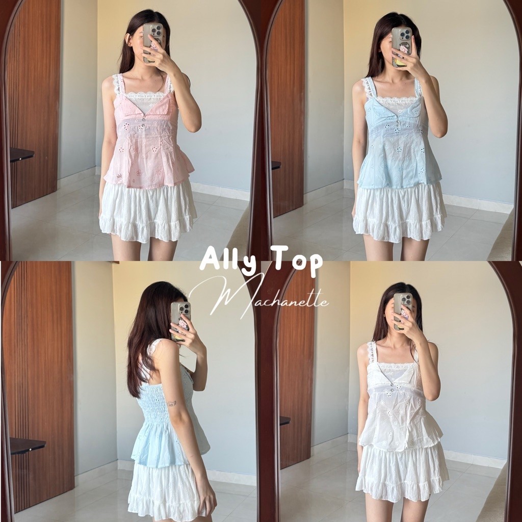 Ally Top | เกาหลีน่ารักCoquetteชุดMachanetteผู้หญิงTop
