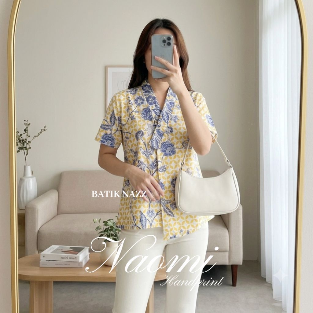 Modern Womens Batik Kimono Vneck Batik Blouse - Naomi Print Batik Nazz