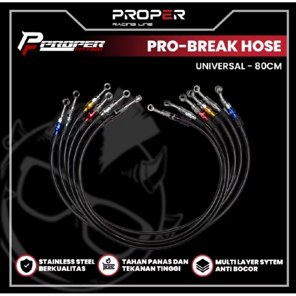 PROPER FITTING PRO BRAKE HOSE UNIVERSAL BRAKE HOSE 80CM