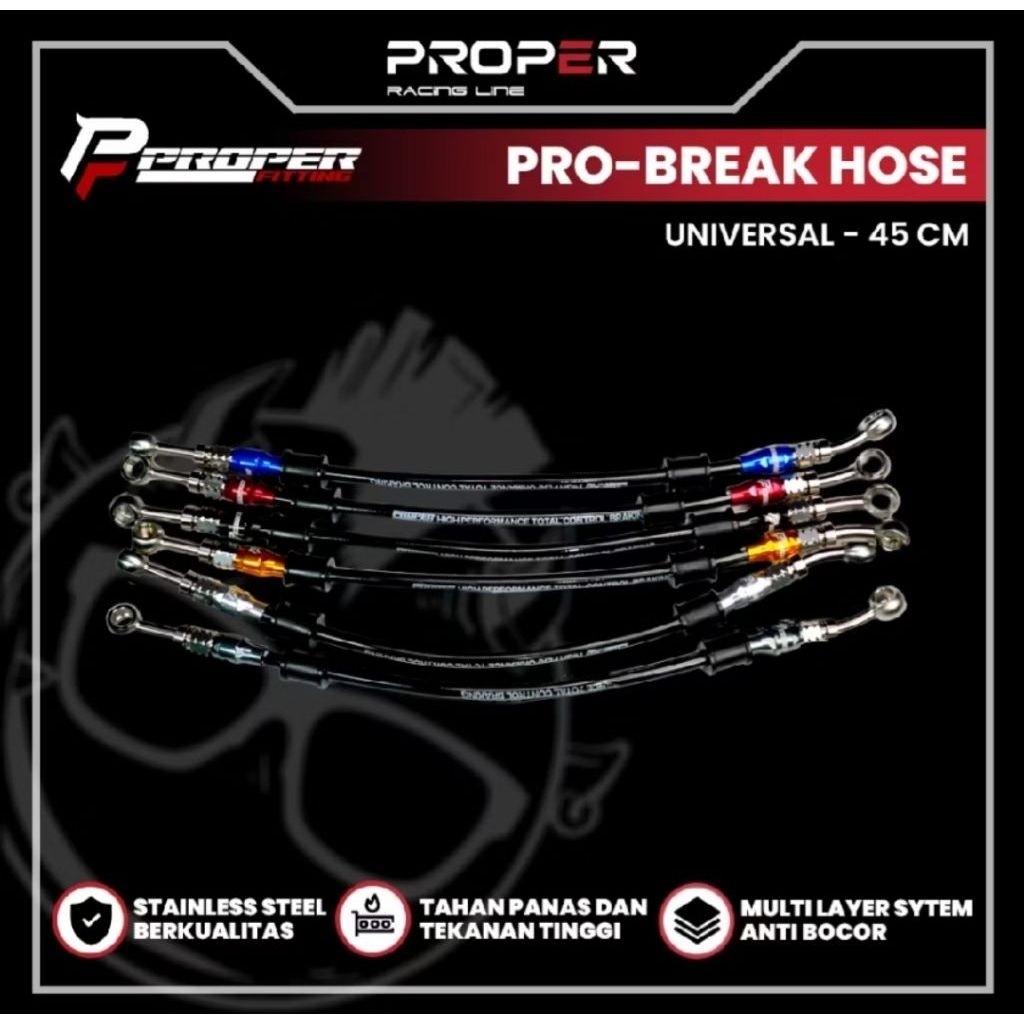 PROPER FITTING PRO BRAKE HOSE UNIVERSAL BRAKE HOSE 45CM