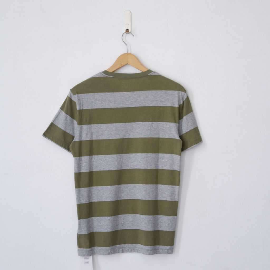Brandeddeals Men Chest Pocket Rugby Stripe SS T Shirt g-ap OliveGrey