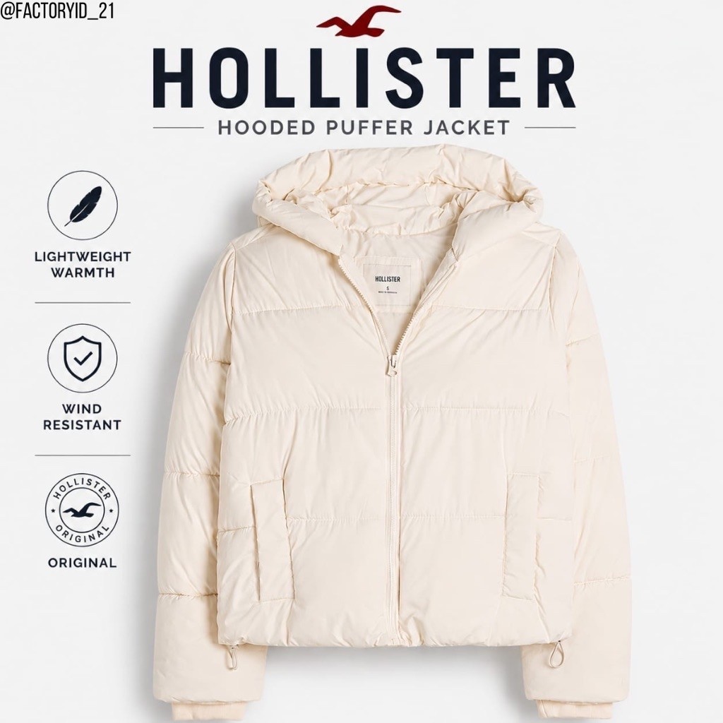 Hollister Hooded Cropped Puffer Jacket เสื้อแจ็คเก็ตฤดูหนาว