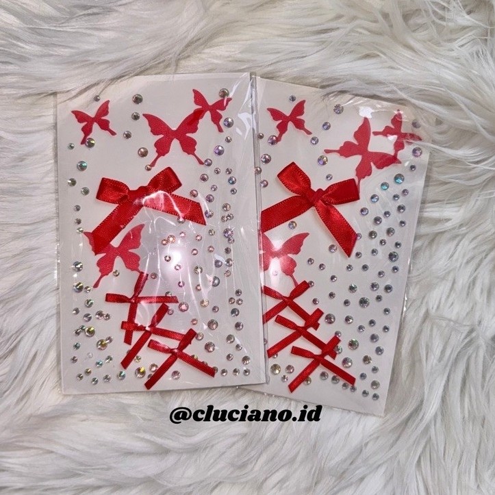 3D Gem Face Sticker Ribbon Ribbow Bow Gem Direct Stick-on DIY คอสเพลย์สติกเกอร์