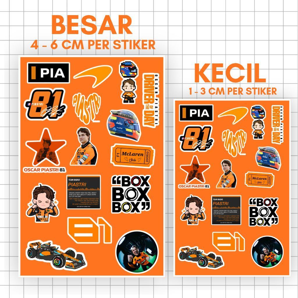 F1 Sticker Pack Formula One Oscar Piestri Mclaren F1 Sticker Pack