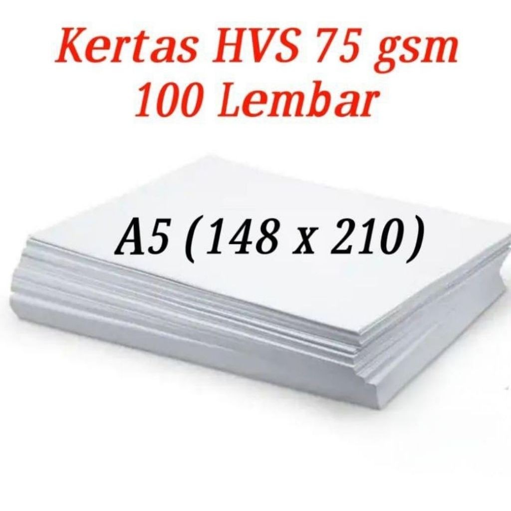 [แพ็ค 100 LBR] กระดาษขาว A5 HVS 75GSM / A-5 75 GSM HVS PAPER