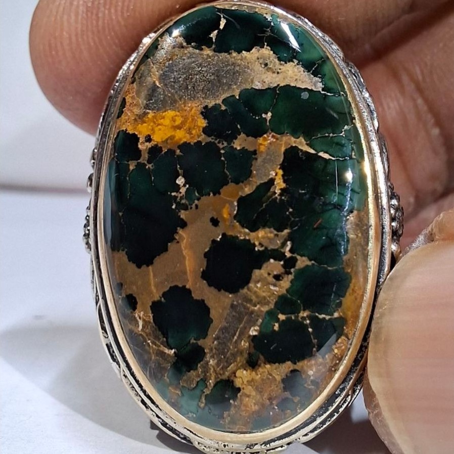 HIJAU PERSIAN TURQUOISE SOLID GREEN DEEP GREEN EST DIM 26x16x7 RING 7.5