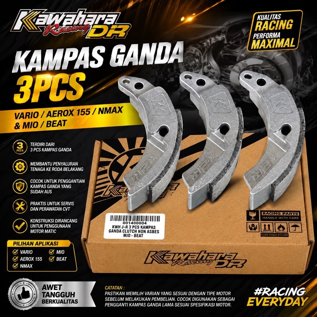 3PCS DOUBLE CLASSES VARIO/AEROX155/NMAX/MIO/BEAT KAWAHARA RACING คุณภาพดีที่สุด