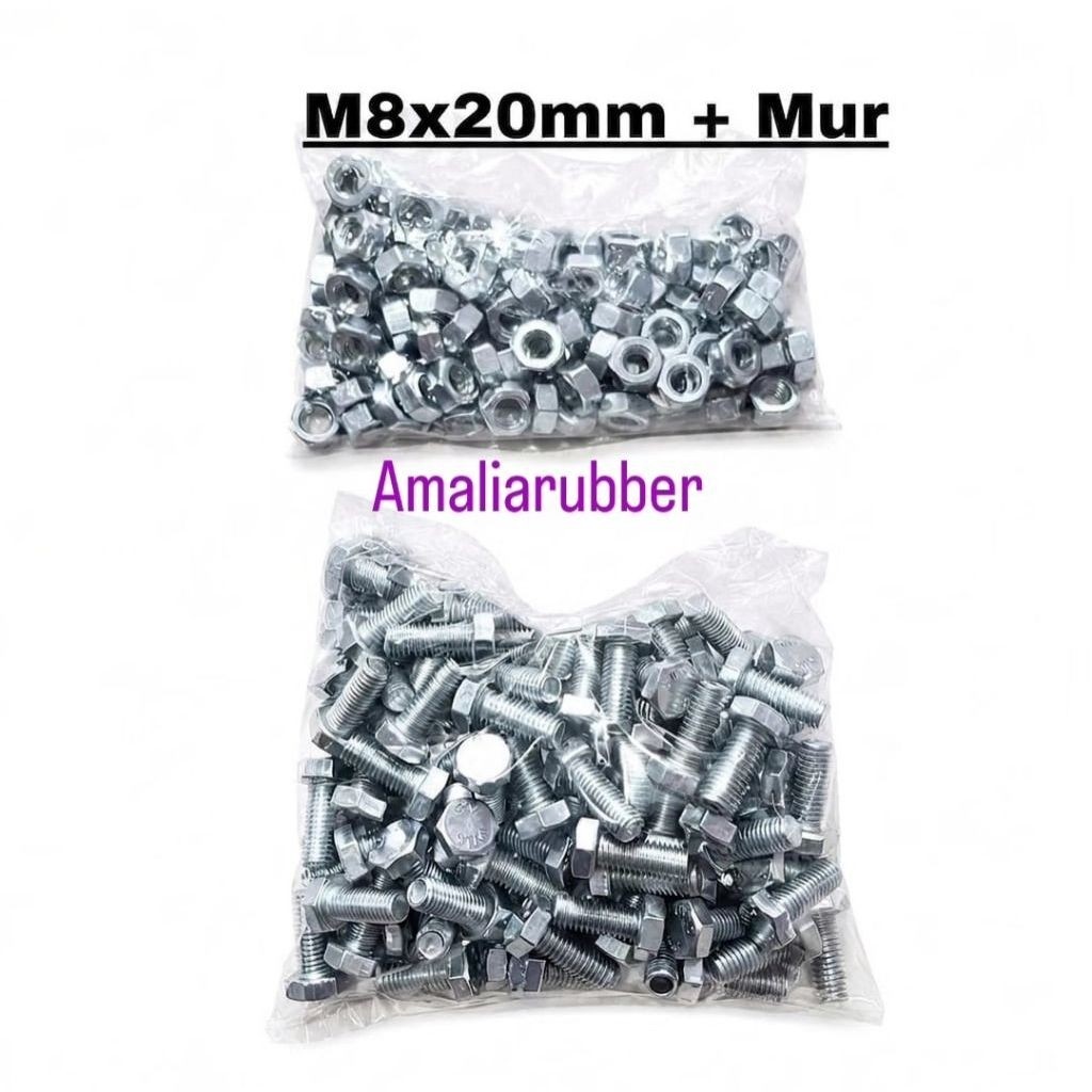 M8x20 MM น็อตหกเหลี่ยมและน็อต - (แพ็ค 100 ชุด)