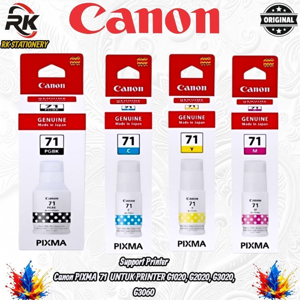 Original Canon PIXMA 71 เครื่องพิมพ์ตัวแปรหมึกสําหรับ G1020 G2020 G3020 G3060