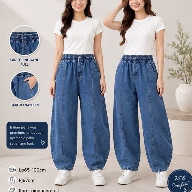 Leena - Aisa Barrel Jeans Pants (อธยา)