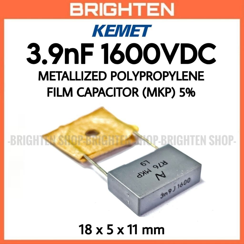 KEMET 3.9nF 1600VDC 3n9 Metallized Polypropylene Film Capacitor MKP R76 Series