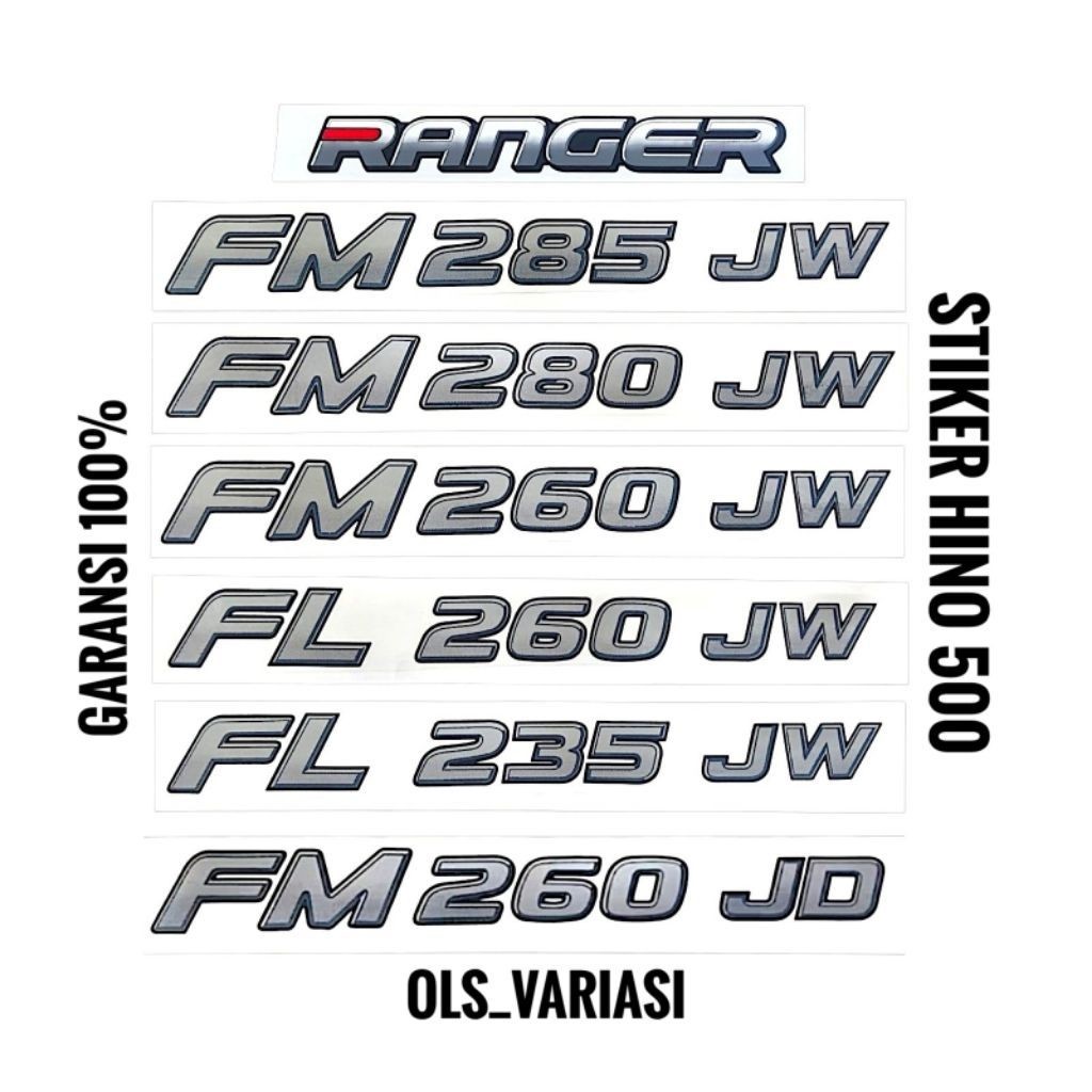 สติ๊กเกอร์ Hino 500 ranger / สติ๊กเกอร์ hino 500 lohan / สติ๊กเกอร์ fm 285 jw / สติ๊กเกอร์ fm 260 jd